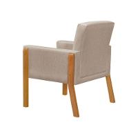 Kit 2 Poltronas Sala De Espera Pés Em Madeira Santorini Linho Bege - Bege - 2