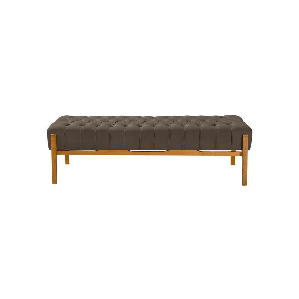Recamier Base Em Madeira Puerto 1,83m Capitonê Veludo Marrom - Marrom - 5