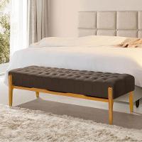 Recamier Base Em Madeira Puerto 1,83m Capitonê Veludo Marrom - Marrom - 1