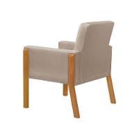 Poltrona Sala De Espera Pés Em Madeira Santorini Veludo Bege - Bege - 2