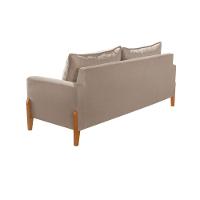 Sofá Living Base Em Madeira Maciça 4 Lugares 2,10m Búzios Veludo Bege - Bege - 3