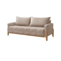 Sofá Living Base Em Madeira Maciça 4 Lugares 2,10m Búzios Veludo Bege - Bege