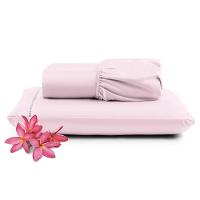 Jogo Cama Lençol Unique Solteiro 400 Fios Ponto Palito 2 Peças - Rosa - 1
