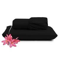 Jogo Cama Lençol Unique Solteiro 400 Fios Ponto Palito 2 Peças - Preto - 1