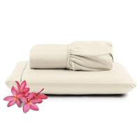 Jogo Cama Lençol Unique Solteiro 400 Fios Ponto Palito 2 Peças - Palha - 1