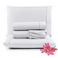Jogo Cama Lençol Unique Casal Padrão 400 Fios Ponto Palito 4 Peças - Branco - 1