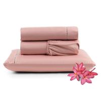 Jogo Cama Lençol Unique Solteiro 400 Fios Ponto Palito 3 Peças - Rosê - 1