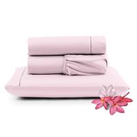 Jogo Cama Lençol Unique Solteiro 400 Fios Ponto Palito 3 Peças - Rosa - 1