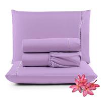 Jogo Cama Lençol Unique Queen 400 Fios Ponto Palito 4 Peças - Lilás - 1