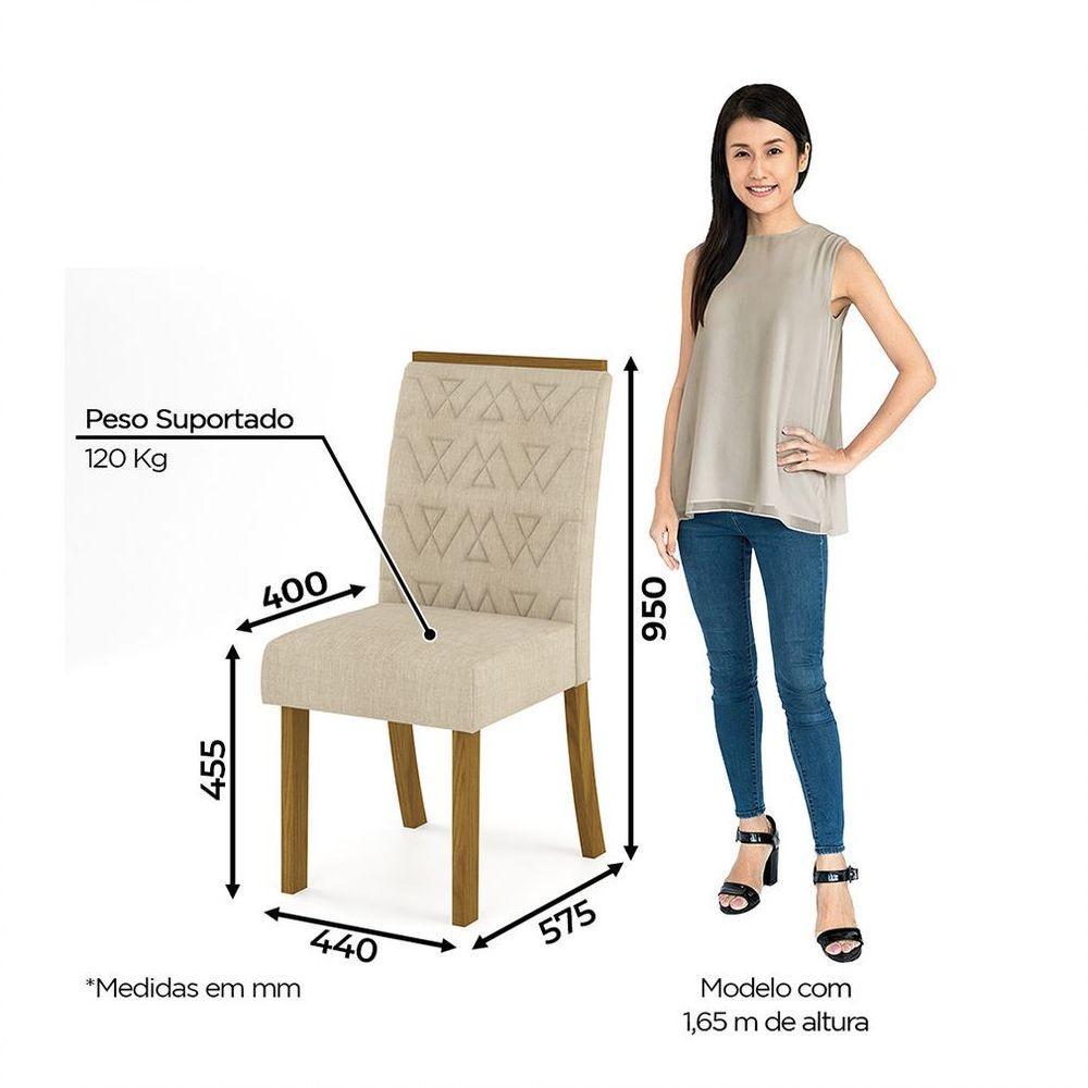 Conjunto Sala De Jantar Mesa 160cm Vidro 6 Cadeiras Zuri Casa 812 Nature Off White E Linho - 10
