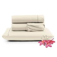 Jogo Cama Lençol Unique Solteiro 400 Fios Ponto Palito 3 Peças - Palha - 1