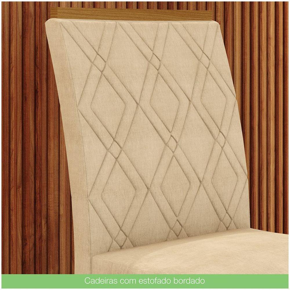 Conjunto 8 Cadeiras Estofadas Lupita Casa 812 Nature Linho - 6