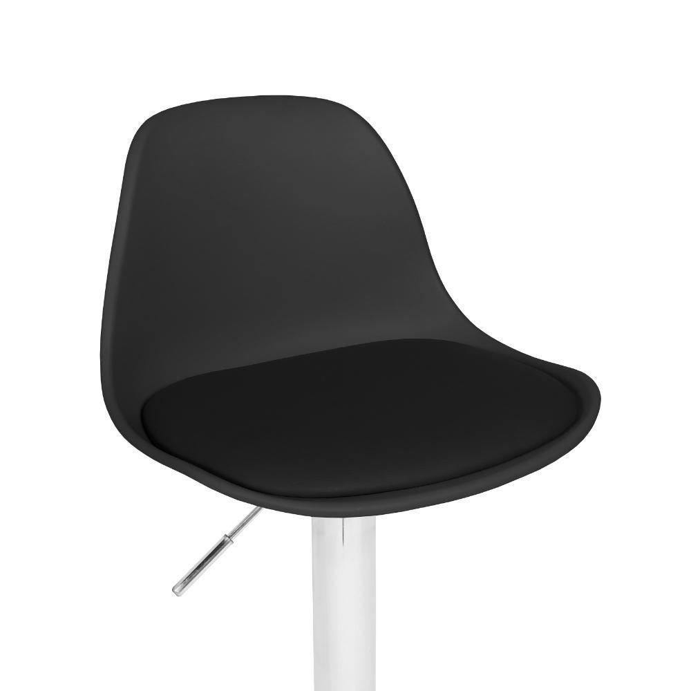 Banqueta Alta Base Giratória Com Encosto Leda - Preto - 3