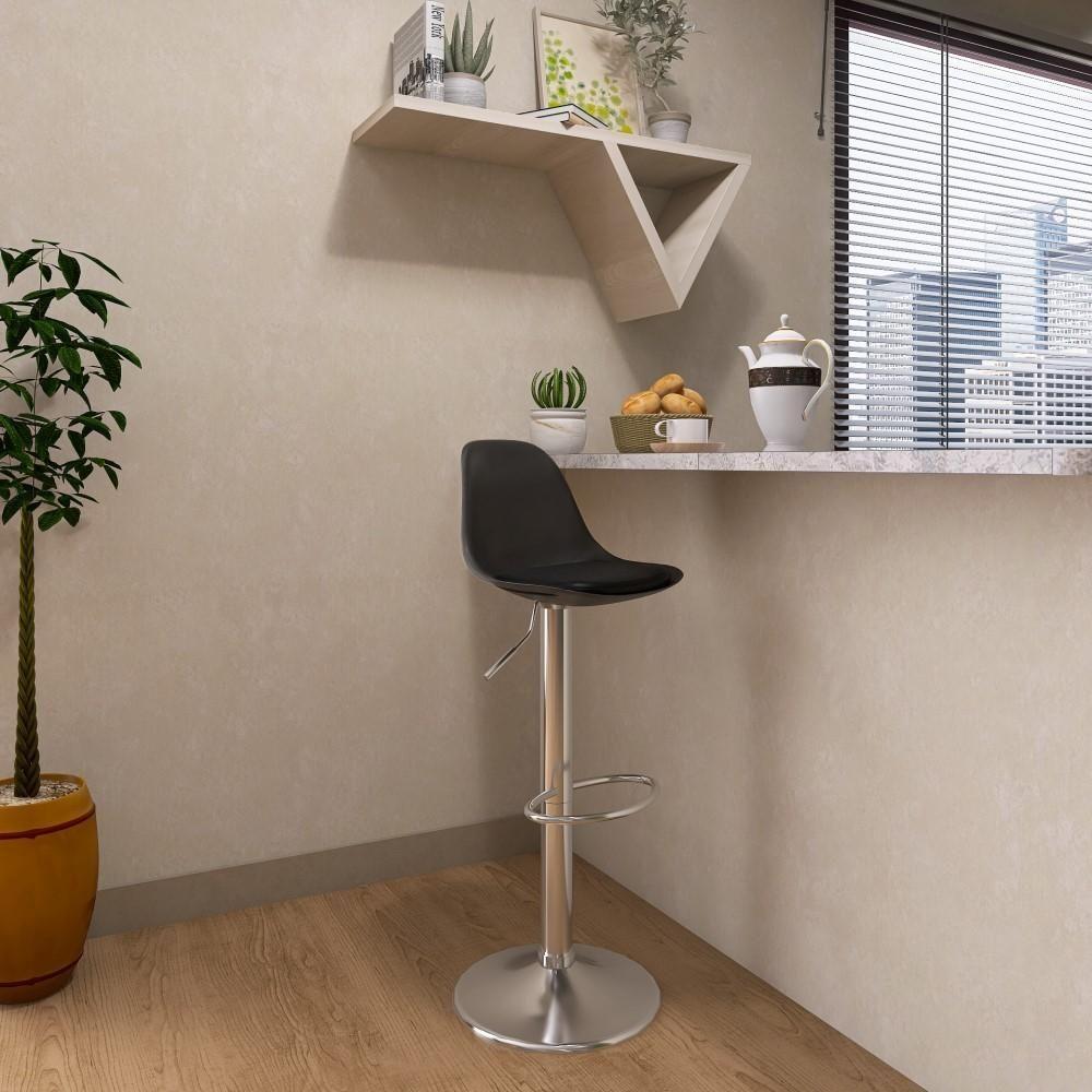 Banqueta Alta Base Giratória Com Encosto Leda - Preto - 9