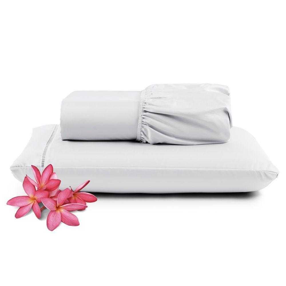 Jogo Cama Lençol Unique Solteiro 400 Fios Ponto Palito 2 Peças - Branco - 1