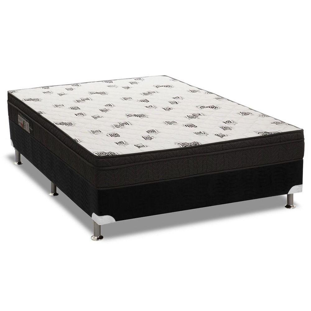 Cama Box Casal: Colchão Espuma D45 Ortobom Light Ortopilow + Base CRC Suede Black(138x188) - 1
