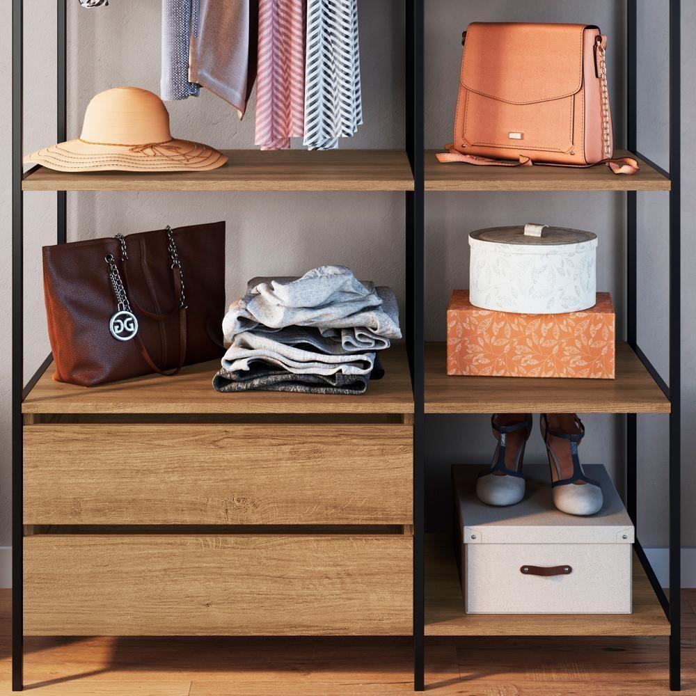 Closet Roupeiro Industrial 02 Gvt 180 Cm P1025 Mell Preto Pp Mell Preto - 2