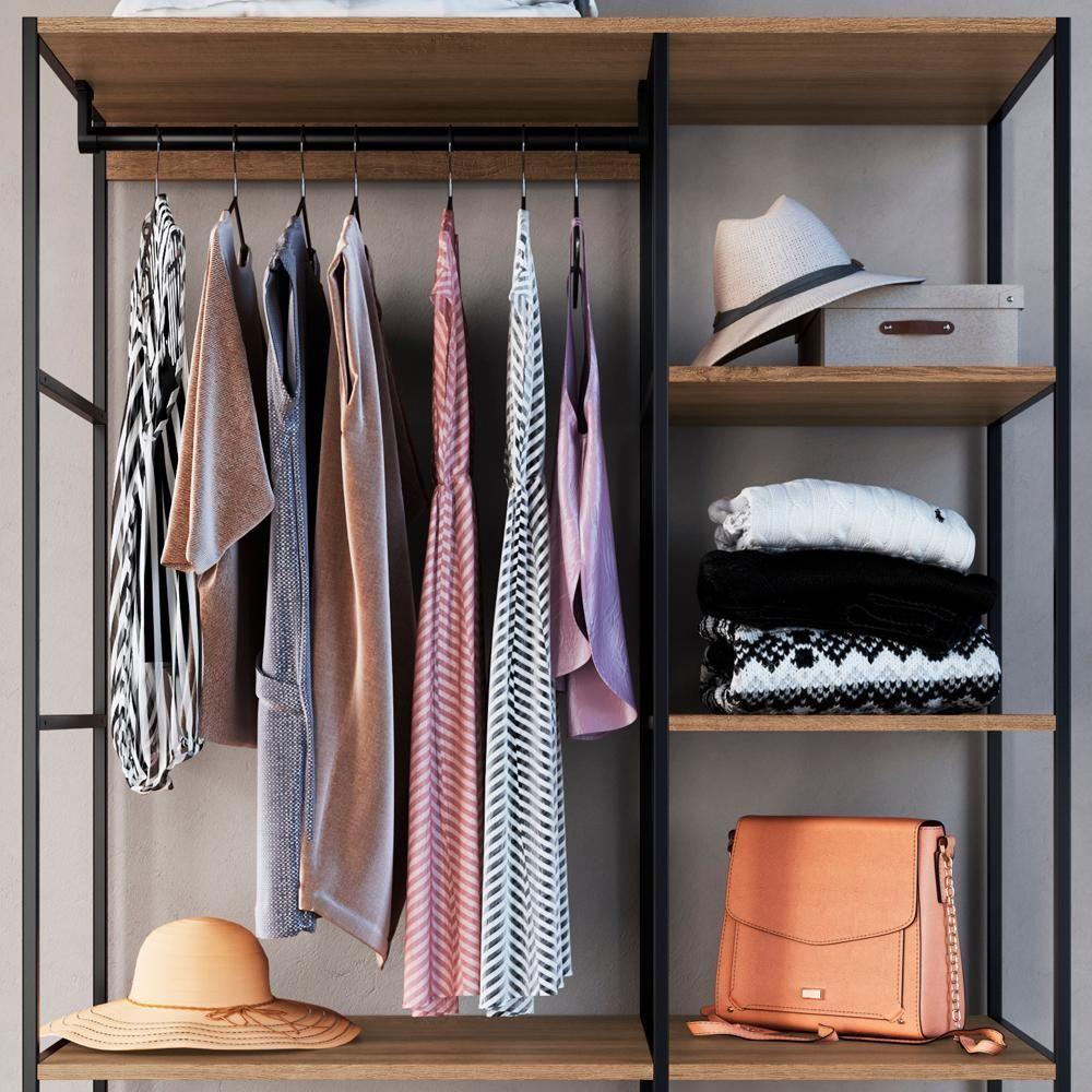 Closet Roupeiro Industrial 02 Gvt 180 Cm P1025 Mell Preto Pp Mell Preto - 4