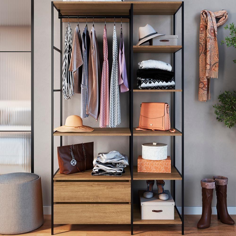 Closet Roupeiro Industrial 02 Gvt 180 Cm P1025 Mell Preto Pp Mell Preto - 5