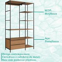 Closet Roupeiro Industrial 02 Gvt 180 Cm P1025 Mell Preto Pp Mell Preto - 6