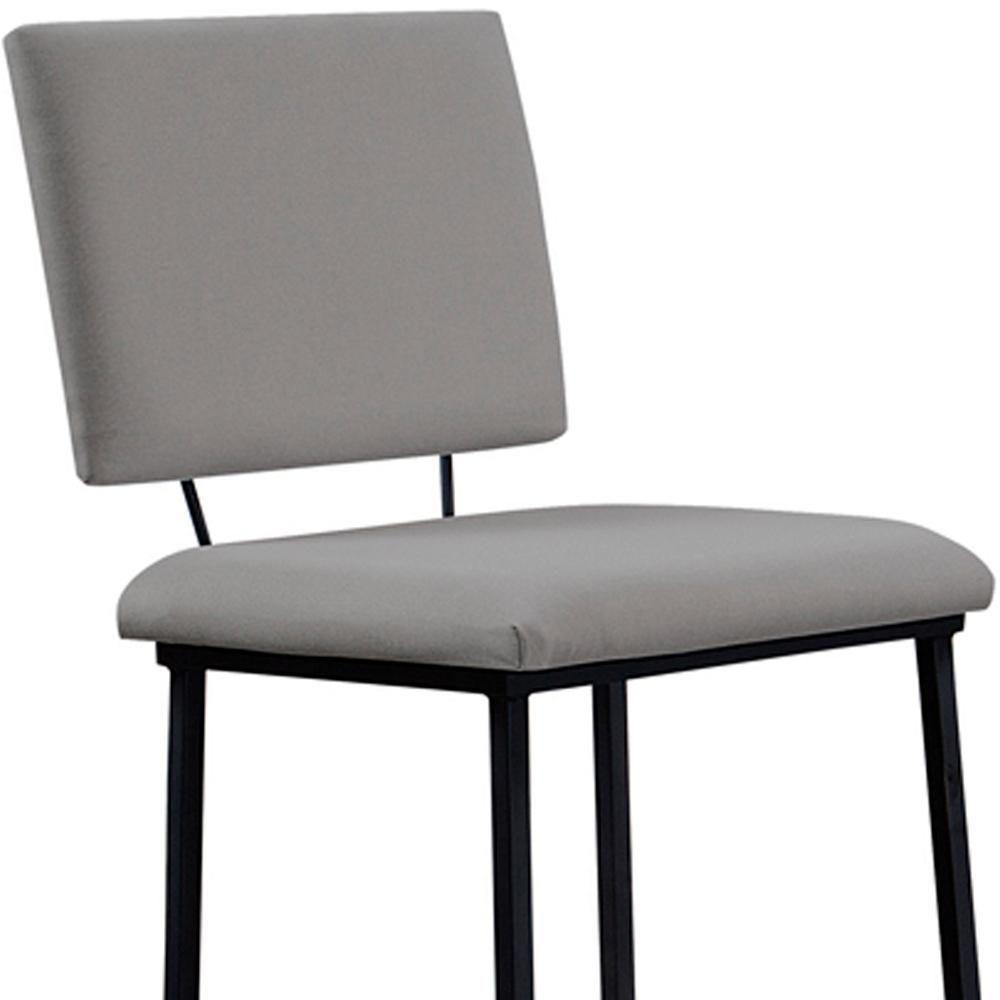 Kit 2 Banquetas Alta Base Em Aço Preto F109 Linho Cinza Dmobiliario Cinza - 7