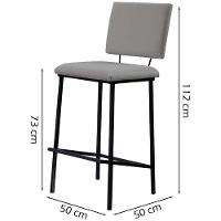 Kit 2 Banquetas Alta Base Em Aço Preto F109 Linho Cinza Dmobiliario Cinza - 5