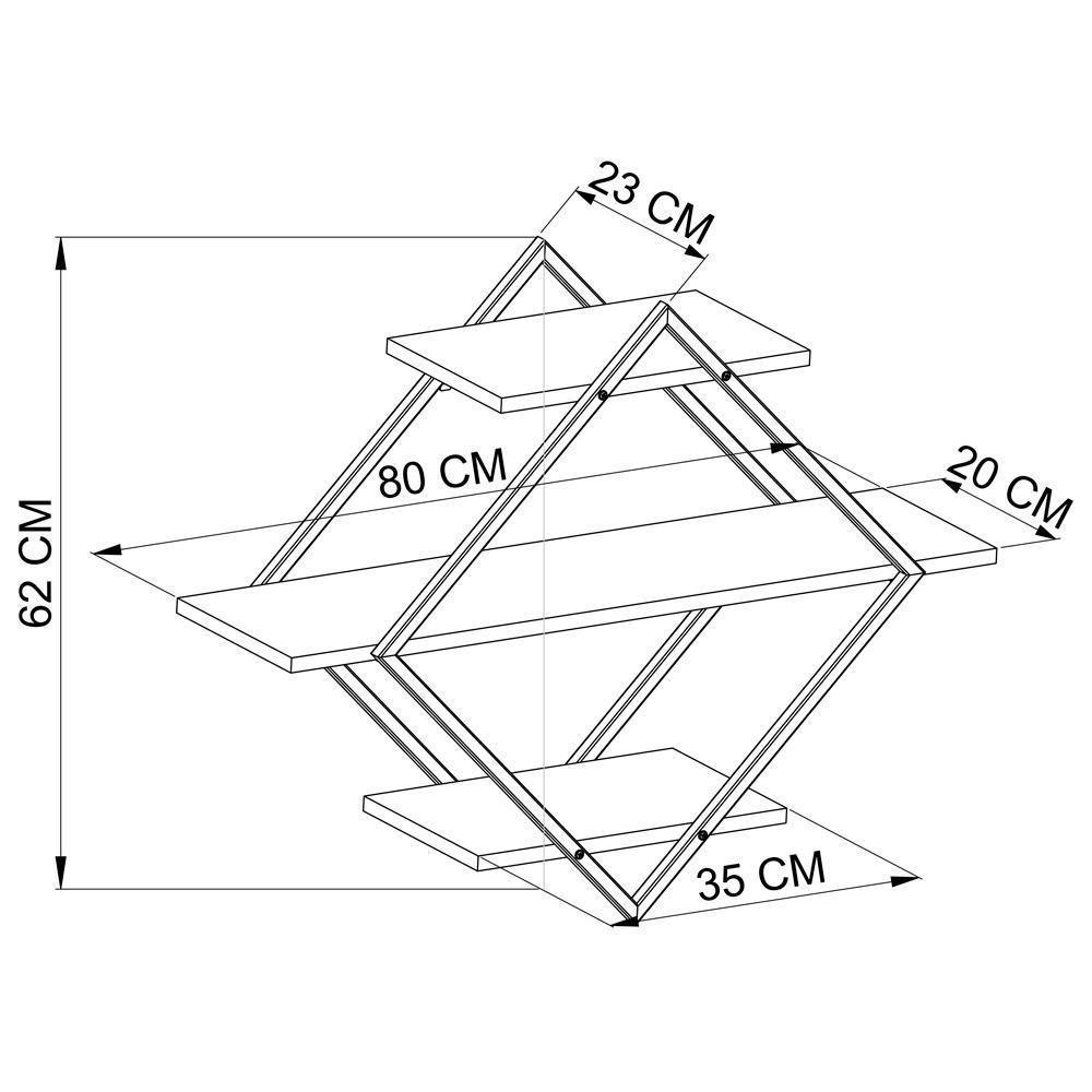 Prateleira Nicho 62 Cm Industrial Losango P1018 Preto Mell Pp Preto Mell - 7