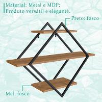 Prateleira Nicho 62 Cm Industrial Losango P1018 Preto Mell Pp Preto Mell