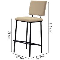 Kit 2 Banquetas Alta Base Em Aço Preto F109 Linho Bege Dmobiliario Bege