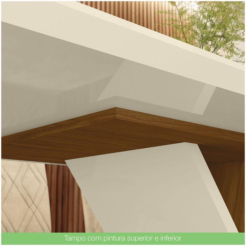 Conjunto Sala De Jantar Mesa 160cm Vidro 6 Cadeiras Lupita Casa 812 Nature Off White E Linho - 6