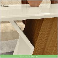 Conjunto Sala De Jantar Mesa 160cm Vidro 6 Cadeiras Lupita Casa 812 Nature Off White E Linho - 7