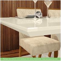 Conjunto Sala De Jantar Mesa 160cm Vidro 6 Cadeiras Lupita Casa 812 Nature Off White E Linho - 8