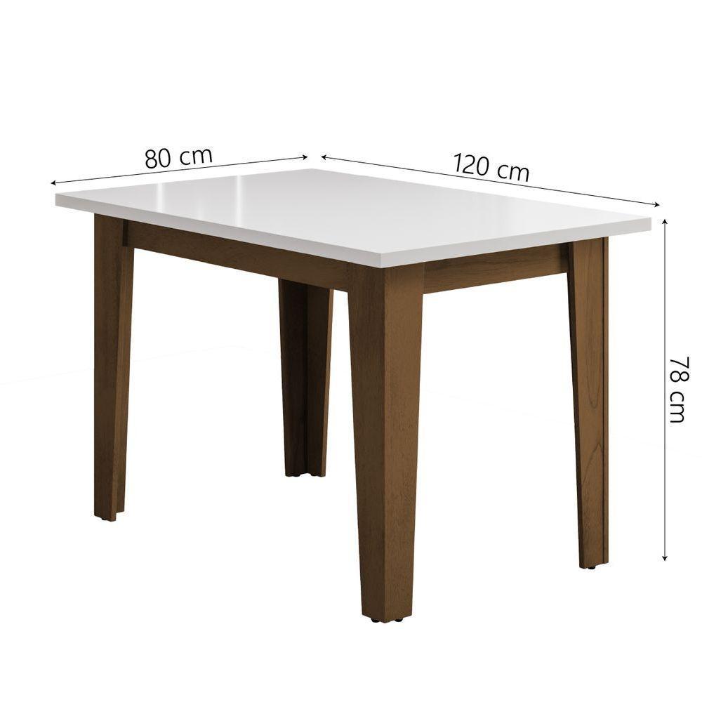 Conjunto de Mesa Sala de Jantar Miami com 4 Cadeiras Trieste Suede 1,20m Cedro-Off White-Mascavo - 5