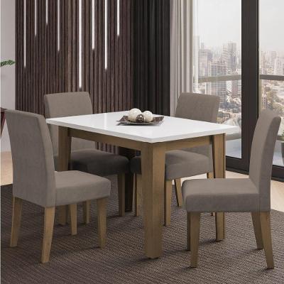 Conjunto de Mesa Jantar Miami 4 Lugares MDP com Cadeiras Velusoft Off White 120cm