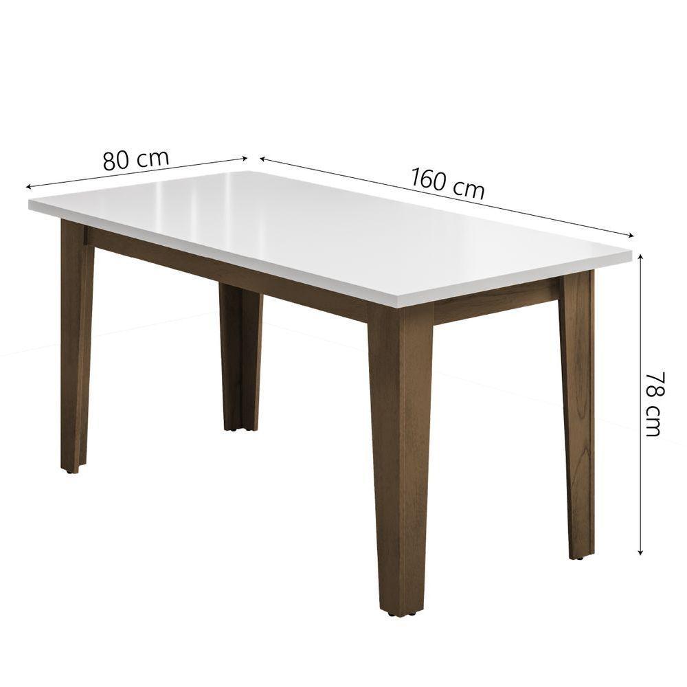Conjunto De Mesa Sala De Jantar Miami Com 6 Cadeiras Trieste Suede 1,60m Cedro / Off White / Mascavo Dobuê Cedro / Off White - 4