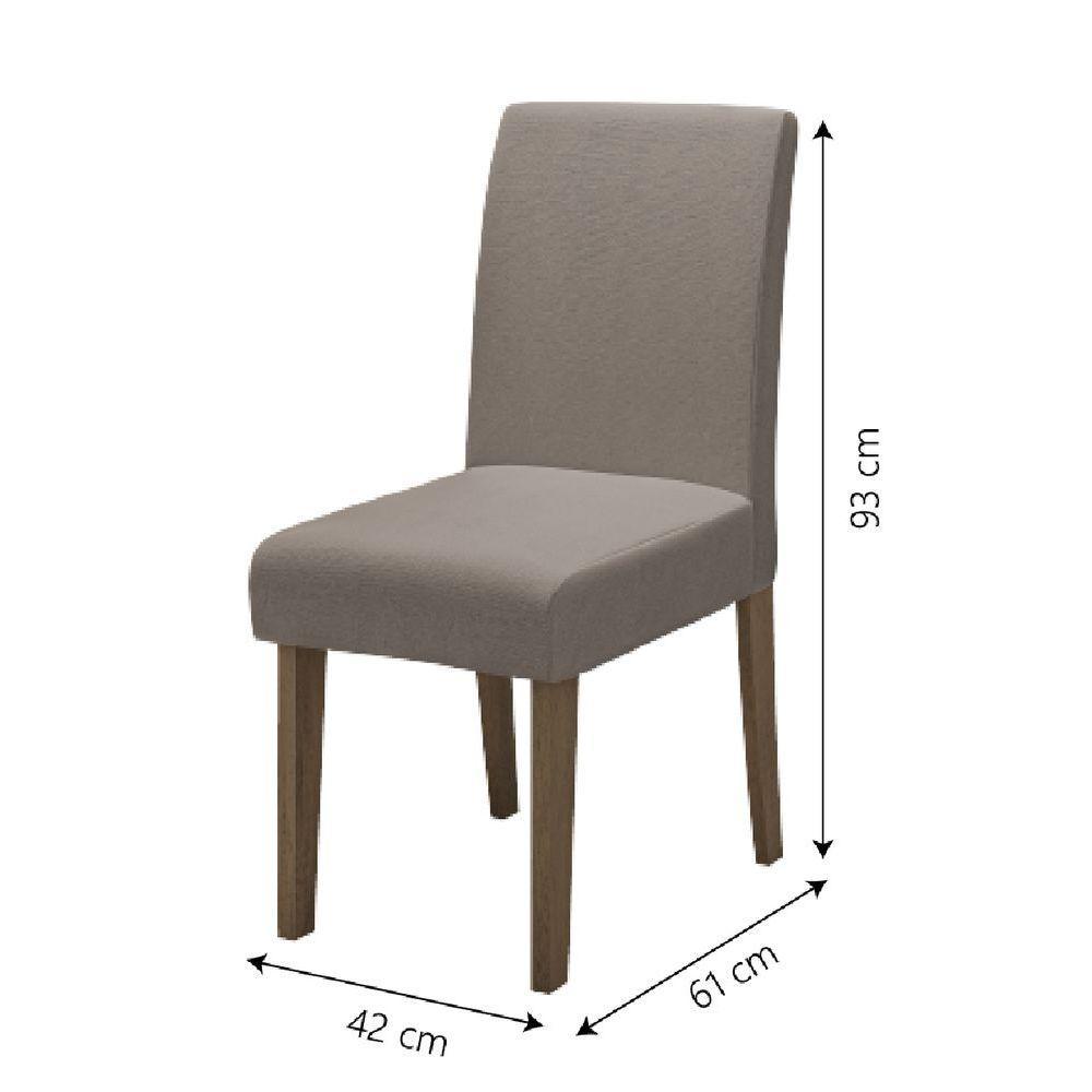 Conjunto De Mesa Sala De Jantar Miami Com 6 Cadeiras Trieste Suede 1,60m Cedro / Off White / Mascavo Dobuê Cedro / Off White - 5