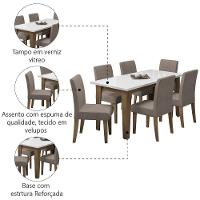 Conjunto De Mesa Sala De Jantar Miami Com 6 Cadeiras Trieste Suede 1,60m Cedro / Off White / Mascavo Dobuê Cedro / Off White - 3