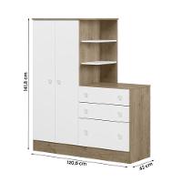 Guarda Roupa Com Comoda Doce Sonho 4070 Carvalho Rustico/Branco Carvalho Rustico/Branco - 2