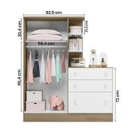 Guarda Roupa Com Comoda Doce Sonho 4070 Carvalho Rustico/Branco Carvalho Rustico/Branco - 3