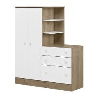 Guarda Roupa Com Comoda Doce Sonho 4070 Carvalho Rustico/Branco Carvalho Rustico/Branco - 4