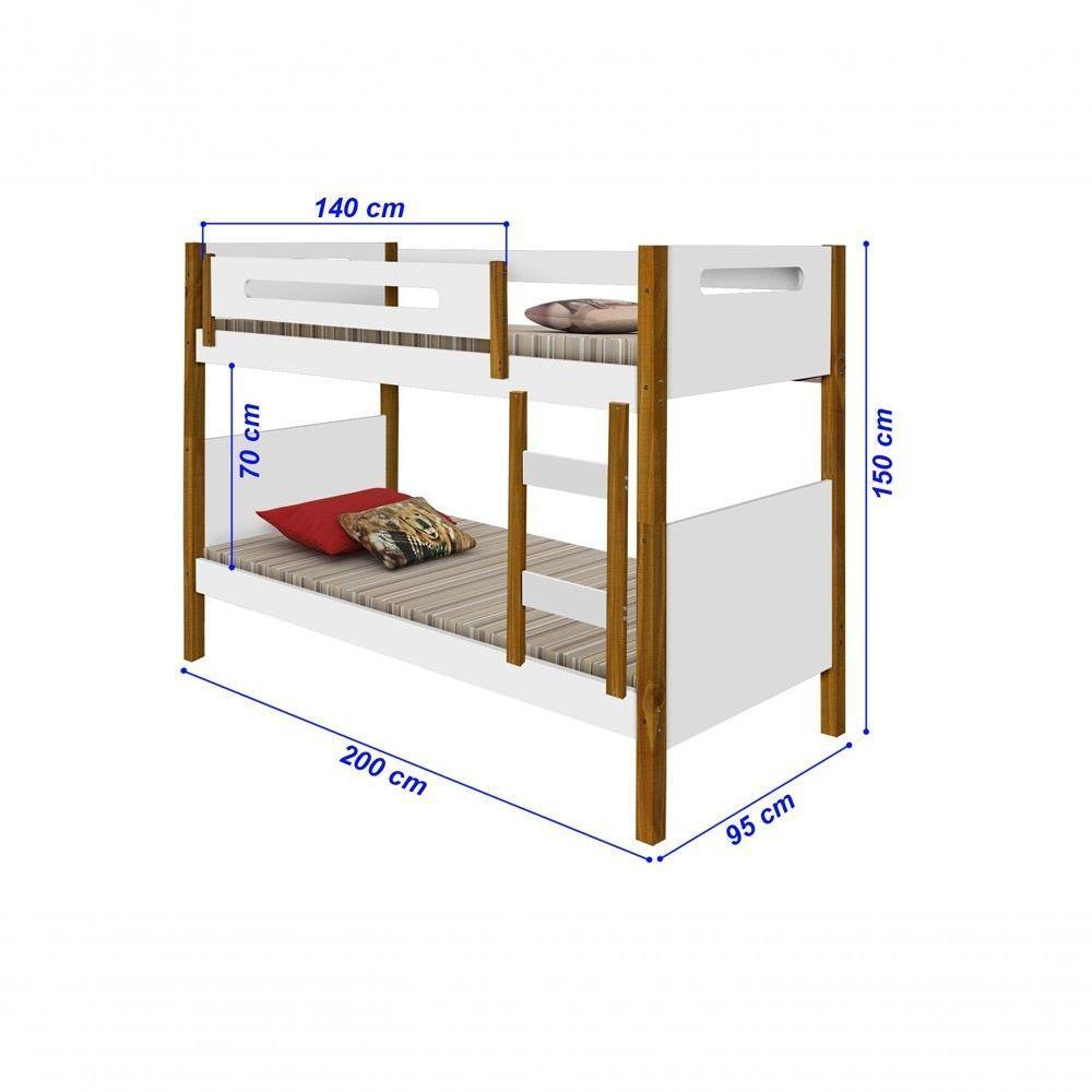 Beliche Heloisa Branco Mel Com Cama Auxíliar Com 3 Colchões - 3