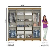 Guarda Roupa Casal 08 Portas 04 Gavetas Toscano Briz Nature Off White - 4