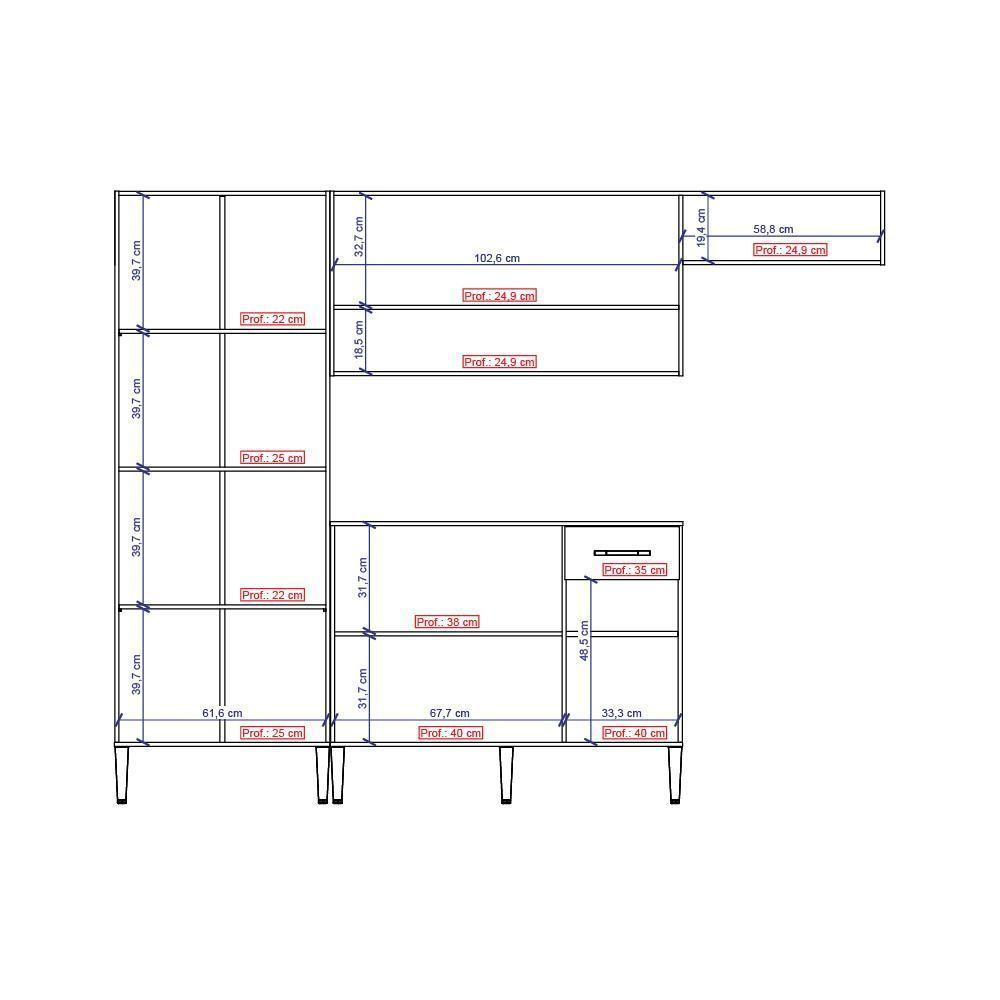Armário Cozinha Compacta Arizona Smart Carvalho Carraro - 4