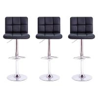 Kit 3 Banquetas Giratórias Gomos Preta Preto - 1