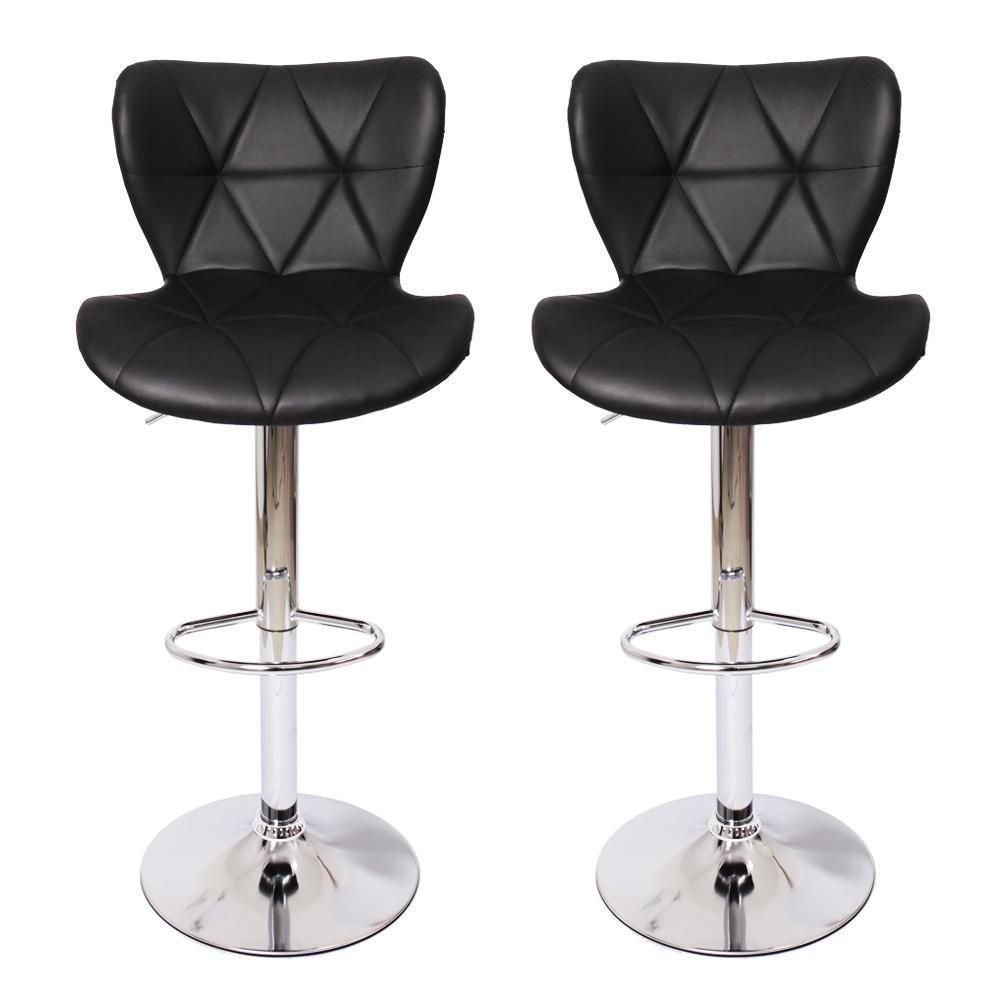 Kit 2 Banquetas Estofadas c/encosto p/Cozinha Gir. Preta - 1