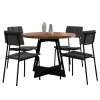 Conjunto Sala De Jantar Guatemala 4 Cadeiras Carraro Grafite/preto/nogal - 1