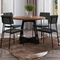 Conjunto Sala De Jantar Guatemala 4 Cadeiras Carraro Grafite/preto/nogal