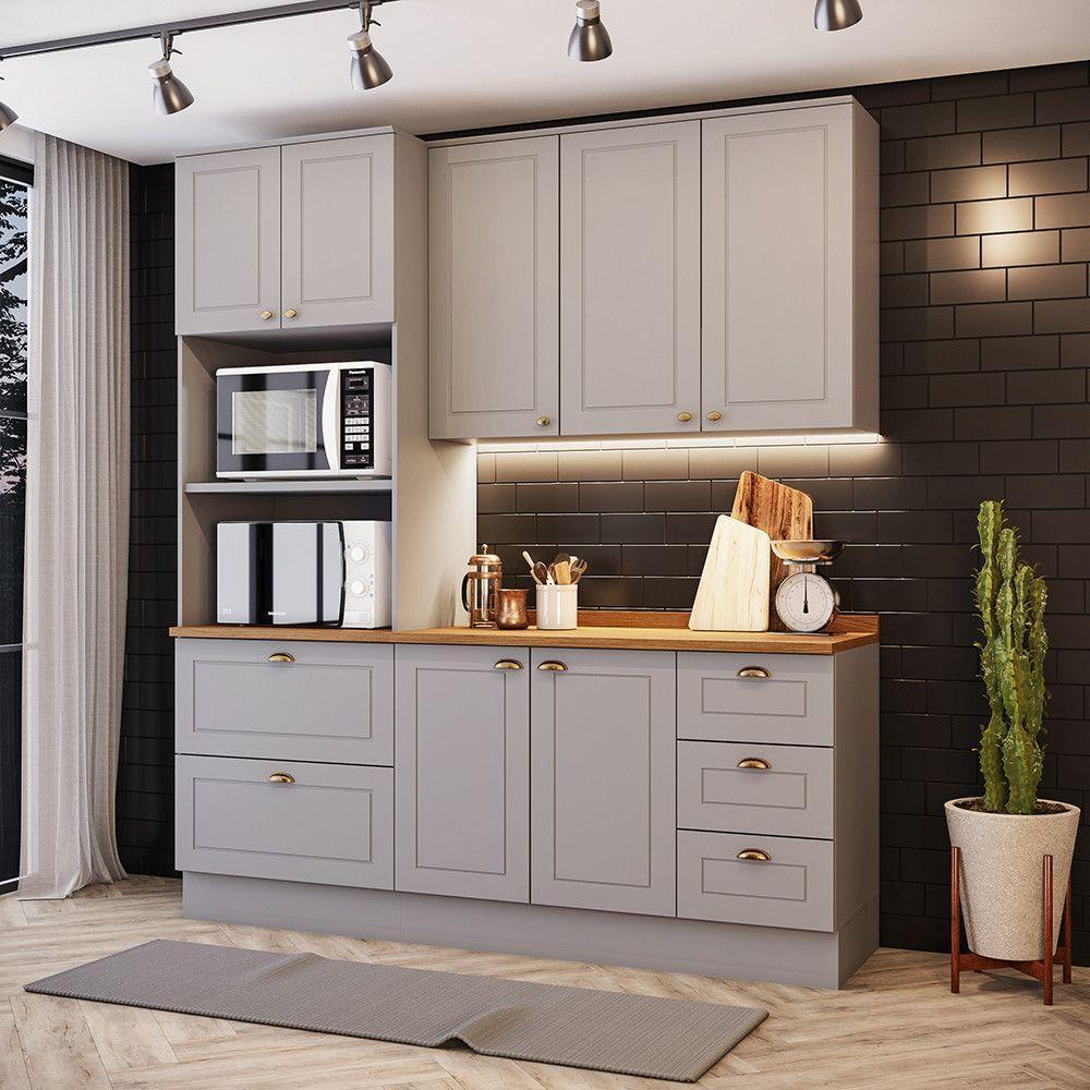 Cozinha Compacta 3 Peças Com Paneleiro Torre Quente Amy Casa 812 Cinza - 1