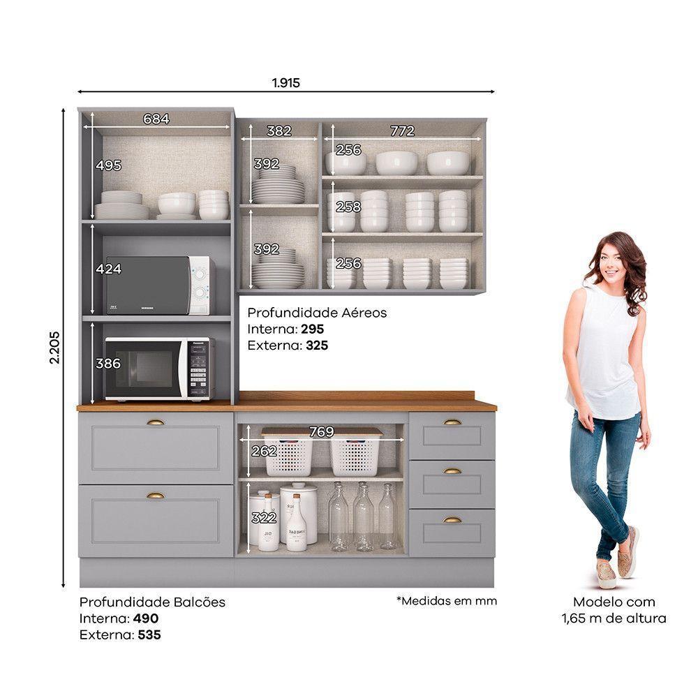 Cozinha Compacta 3 Peças Com Paneleiro Torre Quente Amy Casa 812 Cinza - 3