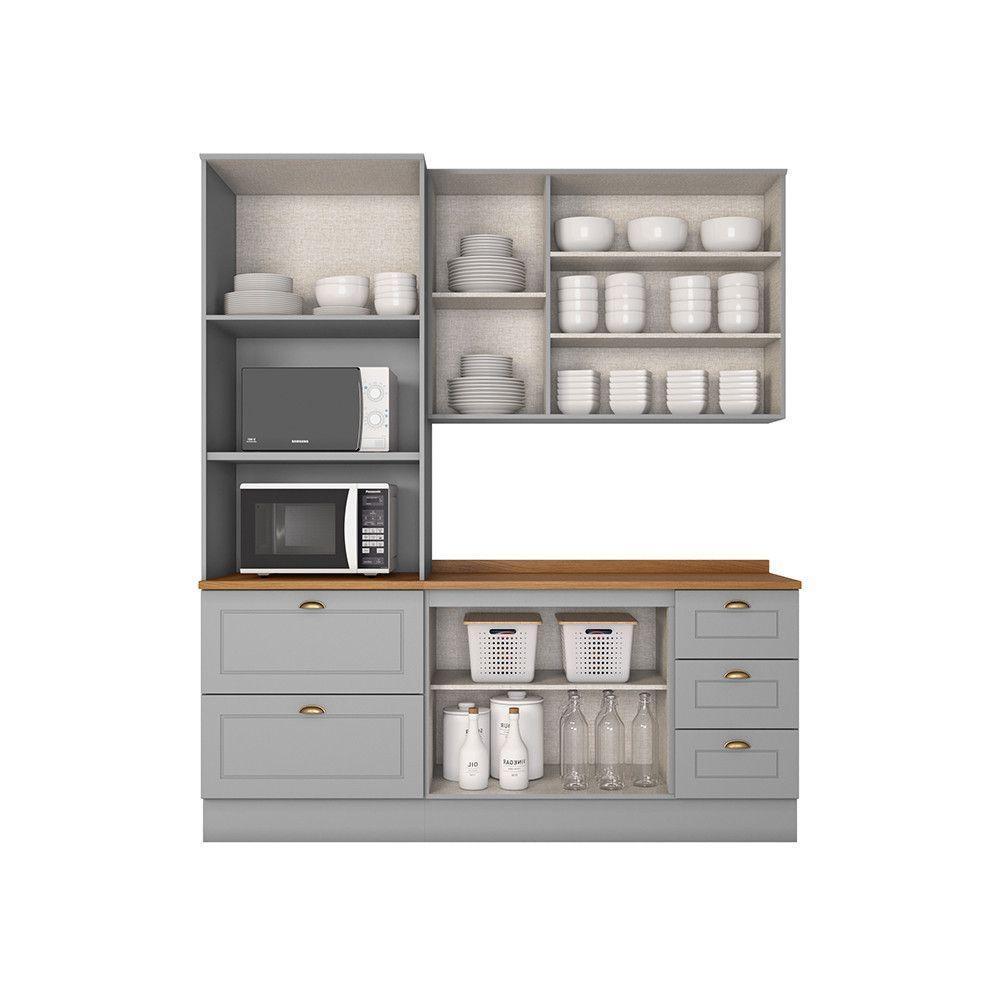 Cozinha Compacta 3 Peças Com Paneleiro Torre Quente Amy Casa 812 Cinza - 4